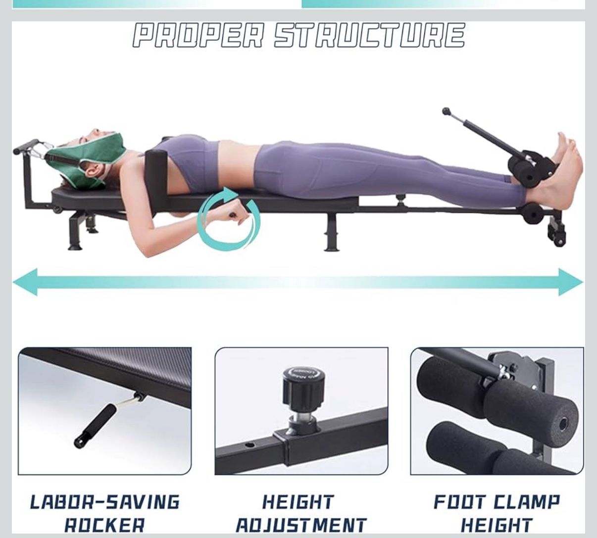 Full Body Traction Table, Back Stretcher Traction Table for Spine Stretching