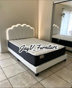 New queen bed frame with mattress