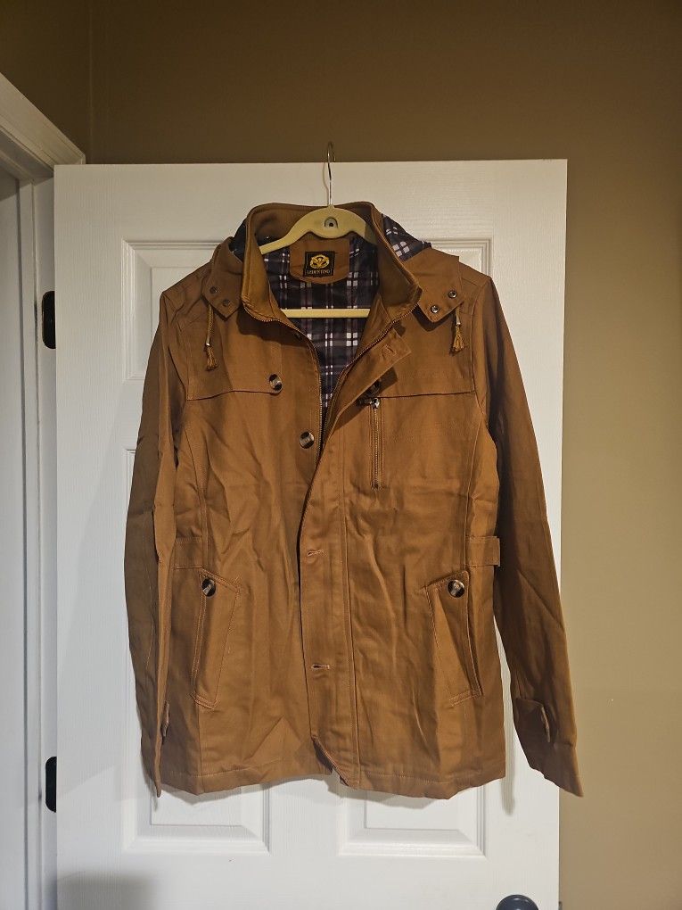 Mens Brown Detachable Hooded Jacket