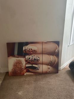 3 Piece fashion nail canvas wall art set