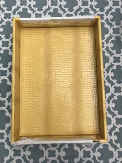 Impulse Capri Yellow Sunset Faux Snake Skin Serving Tray BRAND NEW