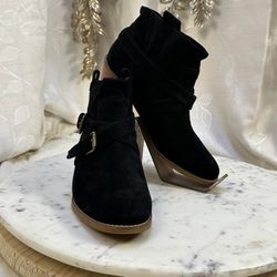 Cole Haan Grand OS Black Suede Buckle Ankle Boots Women's Size 8.5B