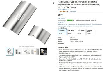 Flame Broiler Slide Cover and Bottom Kit Replacement for Pit Boss Series Pellet Grills, Pit Boss 820 Series