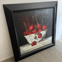 Large Z Gallerie 'Cherries' Framed Canvas Art - 48x48 Inches