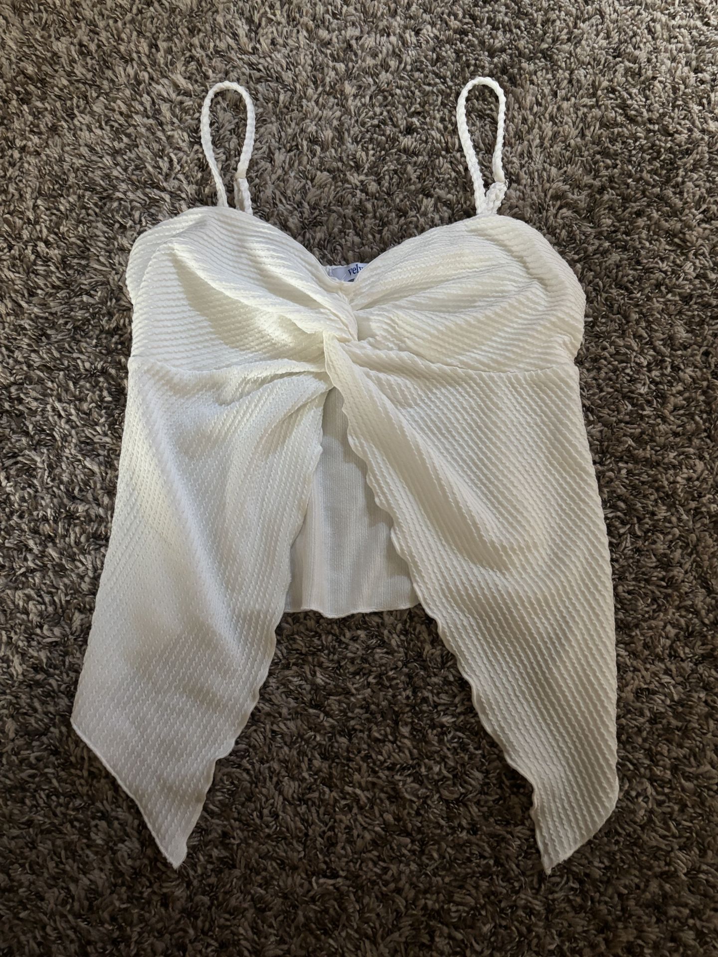 White ruffled crop top