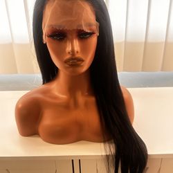 Straight Black Lace Wig 28โ
