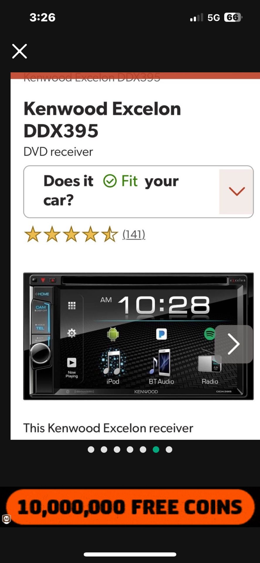 Kenwood Exelon Model DDX 395 touchscreen Bluetooth DVD receiver with 2012 BMW harness ready to install
