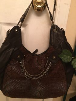 Brown leather handbag