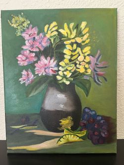 Original Still Life Floral Oil Painting on Canvas