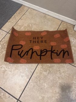 Hey there pumpkin doormat with orange pumpkins #pumpkin #autumn Outdoor-Entrance Halloween-Door-Mat with Non-Slip Backing The measurements are 27”x