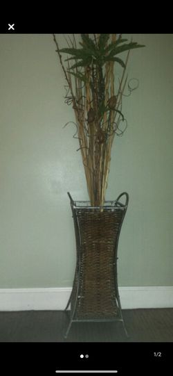 Extra Large Steel and Wicker Plant/Decor Holder
