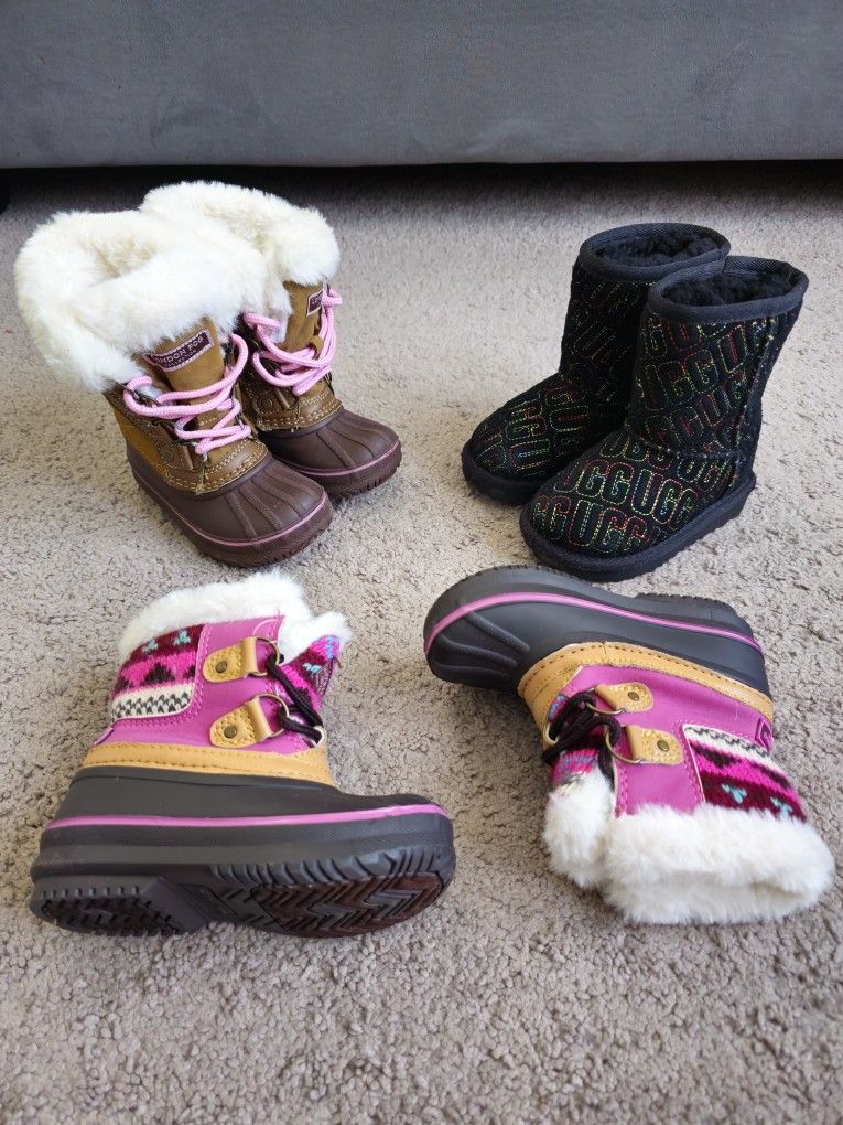3 Pairs of Toddler Winter Boots – Size 6 – UGG & London Fog – Great Condition