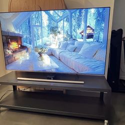 Samsung TV, CB2 Stand, And Vizio Soundbar/Subwoofer FOR SALE