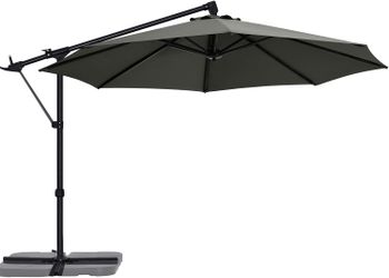 ABCCANOPY 10FT Cantilever Patio Umbrella with Base Stand, Offset Hanging Outdoor Umbrella, 360°