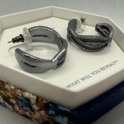 Genuine Pandora Sterling Silver Cubic Zirconia Hoop Stud Earrings