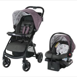Grey & Purple Flower Stroller & Carseat