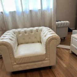 Beautiful White Leather Armchair 