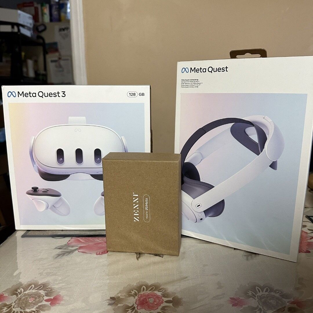 Meta Quest 3 128GB Standalone VR Headset With Elite Strap And Zenni Lenses