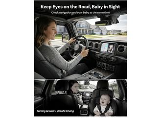 OTTOCAST Cabin Care Baby Car Camera with Wireless CarPlay, 1080P HD Rear Seat Monitor on Car Screen, No-Glow Night Vision, Split Screen Display, Safer