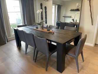 Grey leather dining room chaira (8)