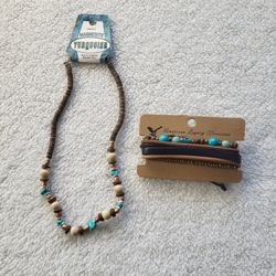 American Legacy Treasures Bracelets and Magnesite Turquoise Beaded Necklace NWT