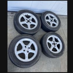 4 — 195/60r15 4x100 4x3.94 Honda Civic Fit Miata Xa Xb Ia Echo Wheels Rims Good Tires!!!