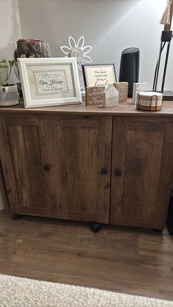 Rustic Wood Buffet Cabinet with Casters