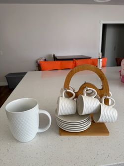 Mini espresso cups & plates set
