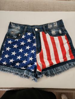American Flag Denim Cutoff Shorts