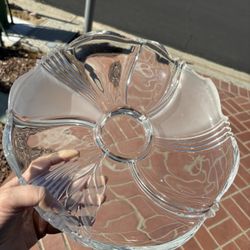 Large Glass Platter With Frosted Sections