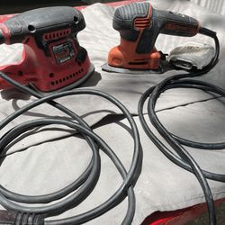 Bauer and Black/Decker Corner Detail Sanders—1,2 Amps, Hook and Loop Sandpaper Attachment, 6’ Cords. $25 For Both