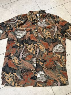 NOTATIONS Vintage Abstract Print Button Up Blouse Shirt Size 18W
