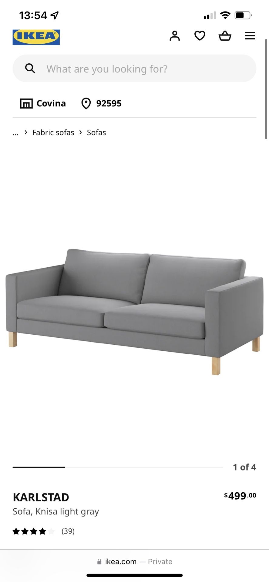 IKEA Karlstad Sofa and ottoman