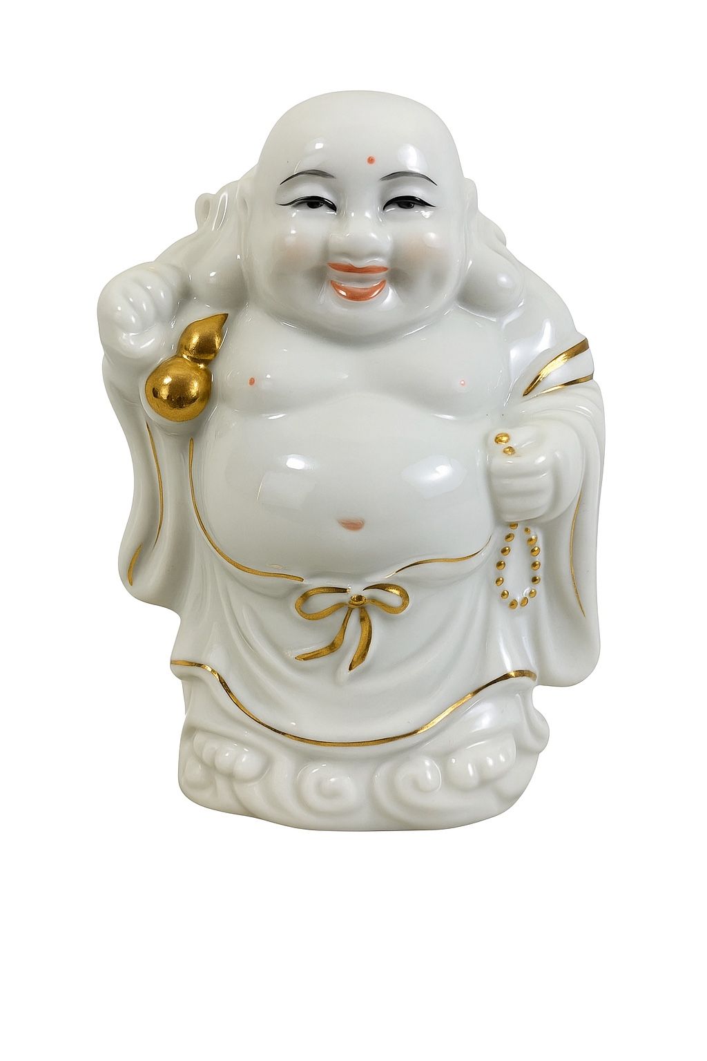 Porcelain Laughing Buddha Statue – 4.5” Prosperity Gift