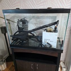 60 Gallon Tall Fish Tank. Stand, filter, light, heater glass top, air pumps