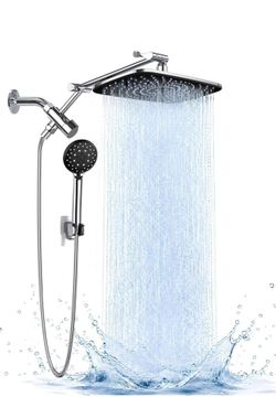 11.8" Rain Shower Head with Handheld, High Pressure Handheld Shower with Multi Spray Modes, Rainfall Combo with 15" Metal Extension Arm, Detachable Du