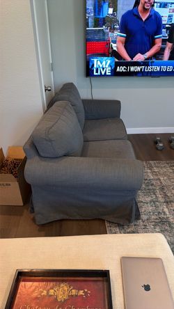 Grey 2-Seat Couch / Loveseat - Comfortable & Good Condition