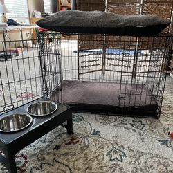 Dog Crate And Items
