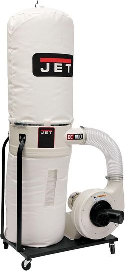 JET Dust Collection System w/ 5-Micron Filter Bag Kit, 1-1/2HP, 1PH, 110V, M/N DC-1100VX