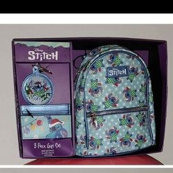 Disney Stitch Christmas Backpack Y Accesorios New