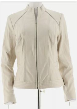 NEW TAN LEATHER JACKET SIZE 0. READ DETAILS