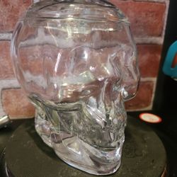 clear glass Skull with lid