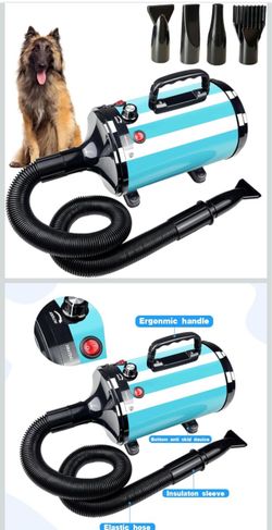Dog Dryer High Velocity Professional Pet Grooming Dryer Adjustable Temperature and Speed for Pets with 4 Nozzles