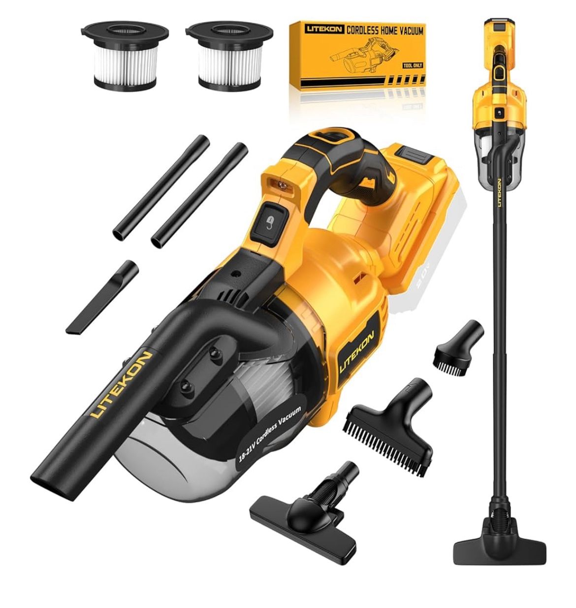 Wireless vacuum cleaner compatible with maximum 20V battery (without battery), handheld vacuum cleaner with battery for wooden floors, carpets, car cl