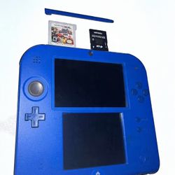 Nintendo 2DS Electric Blue W 2 Games, And Stylus Console Only Fully Functional 