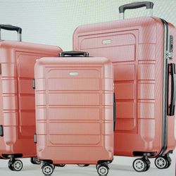 SALE :) ++SHOWKOO Luggage Set 3 Pieces Hardshell NWT Rose Gold Size: 20in 24in 28in Double Wheel++