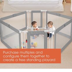 Summer Custom Fit Walk-Thru Extra Wide Baby Gate, Stylish Grey Mesh – 30” Tall, Fits Openings up 65” – 87” (2 panels) or 87” – 141” (3 panels), Baby a