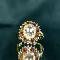 Premium Malagasy Moonstone ring set in 18K vermeil YG over 925 Sterling Silver