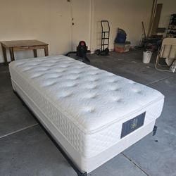 New Mattress And Box Spring And Metal Bed Frame Size Twin XL 38x80 Inch Removable Pillow Top Mattress 