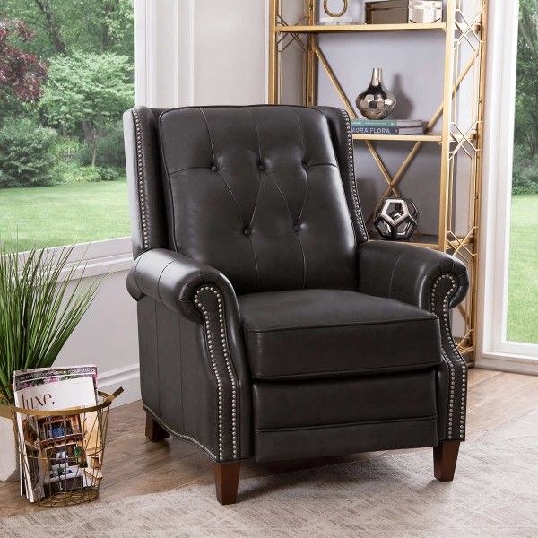 Ridgewood Top Grain Leather Pushback Recliner